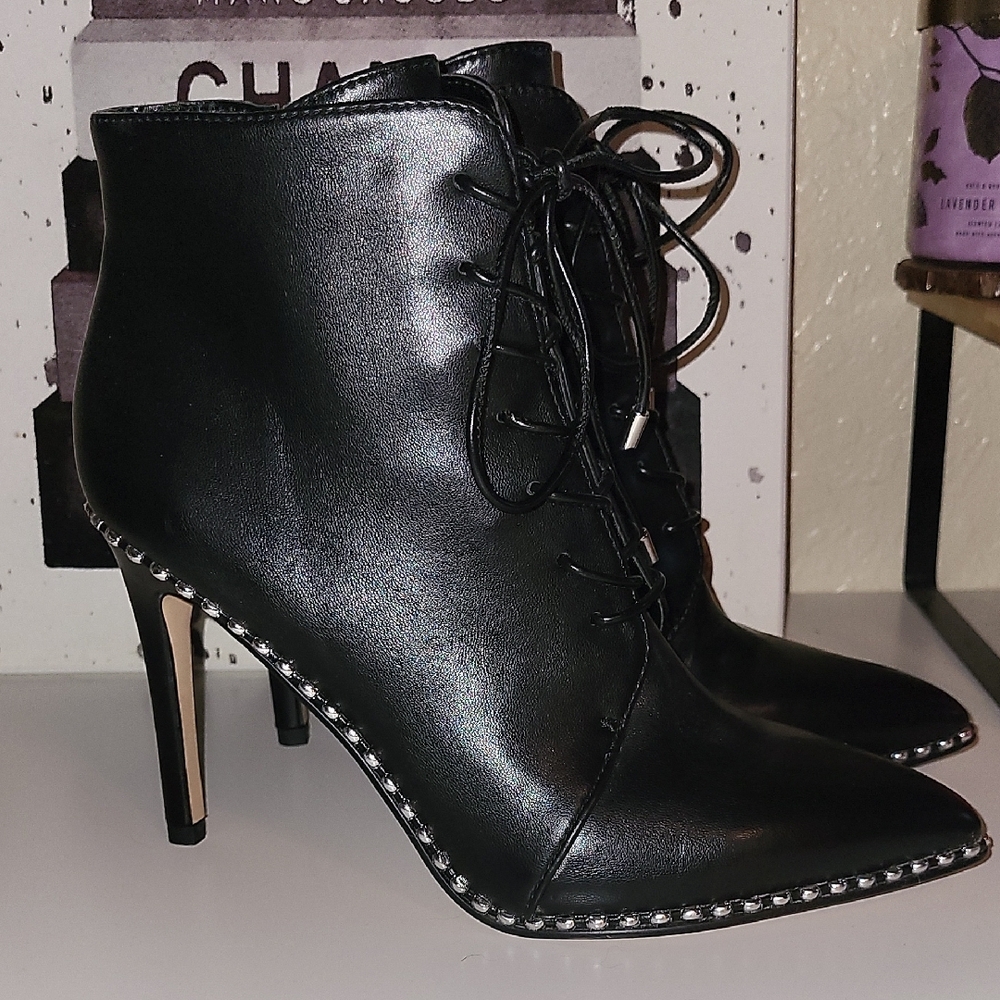 BCBGeneration Silver and Black Ankle Booties with Stiletto Heel - Picture 3 of 8